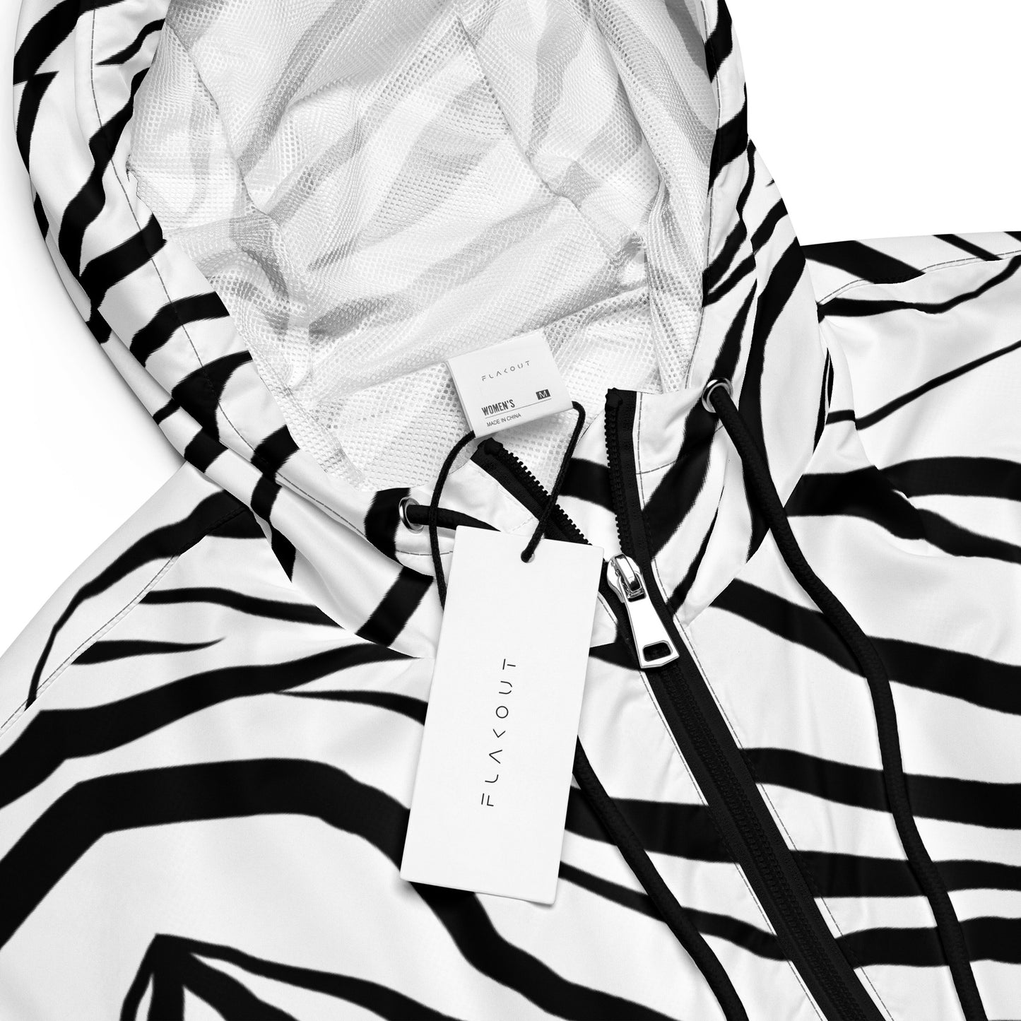 Striped Zebra Vibrance Women’s Cropped Windbreaker - FLAKOUT