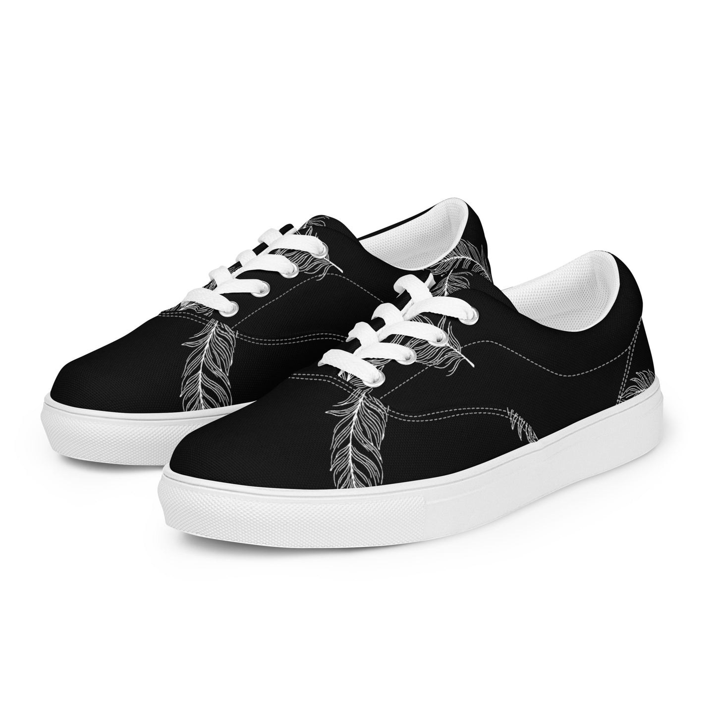 Ethereal Plumes Men’s Lace-up Canvas Shoes - FLAKOUT