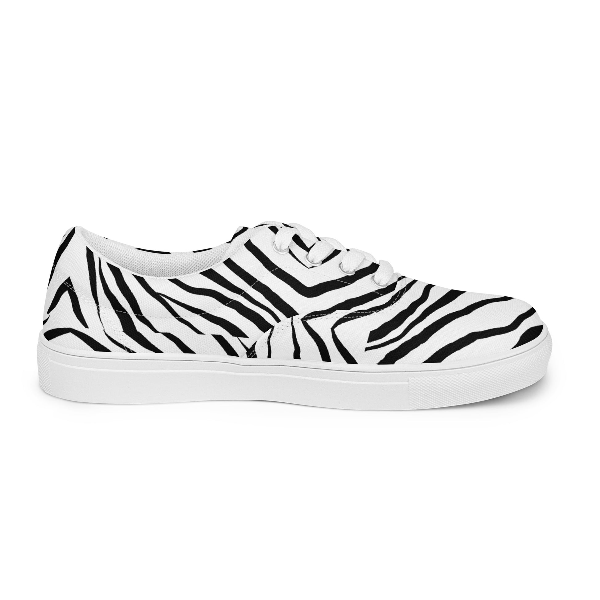 Striped Zebra Vibrance Men’s Lace-up Canvas Shoes - FLAKOUT