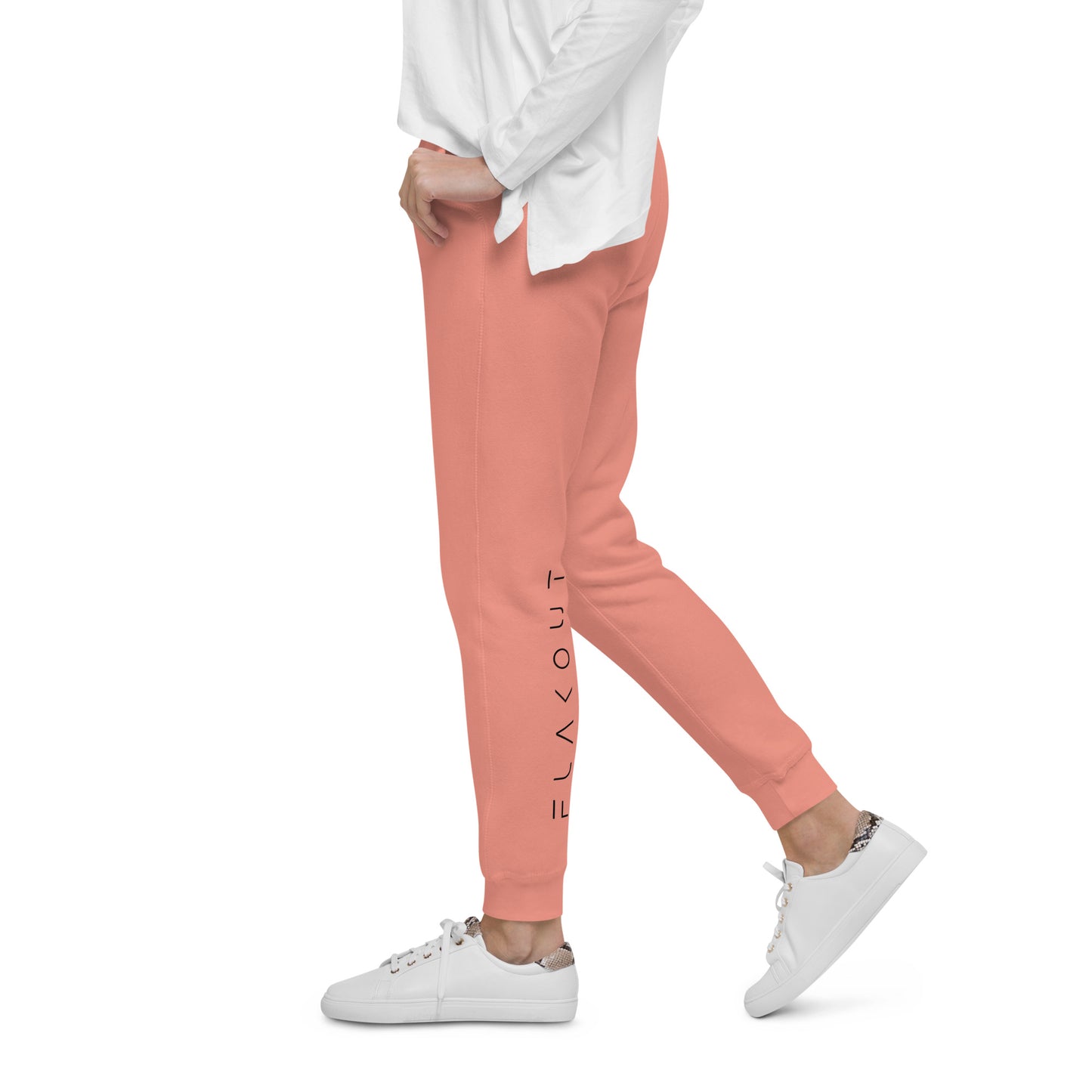 FLAKOUT Logo Back Leg Unisex Fleece Sweatpants - Dusty Rose - FLAKOUT