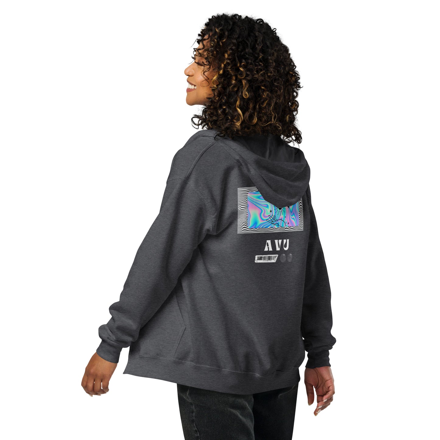 Echoes Of Dejavu Heavy Harmony Fusion Zip Hoodie - Dark Heather - FLAKOUT