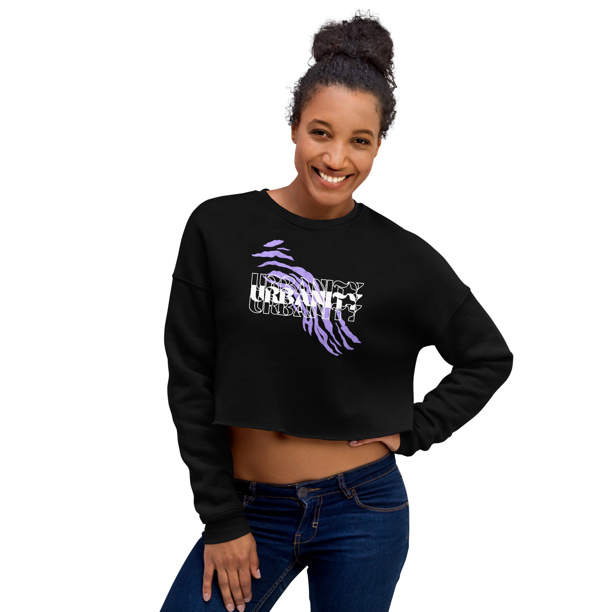 Streetwise Urbanity Women's Crop Sweatshirt - Black - FLAKOUT