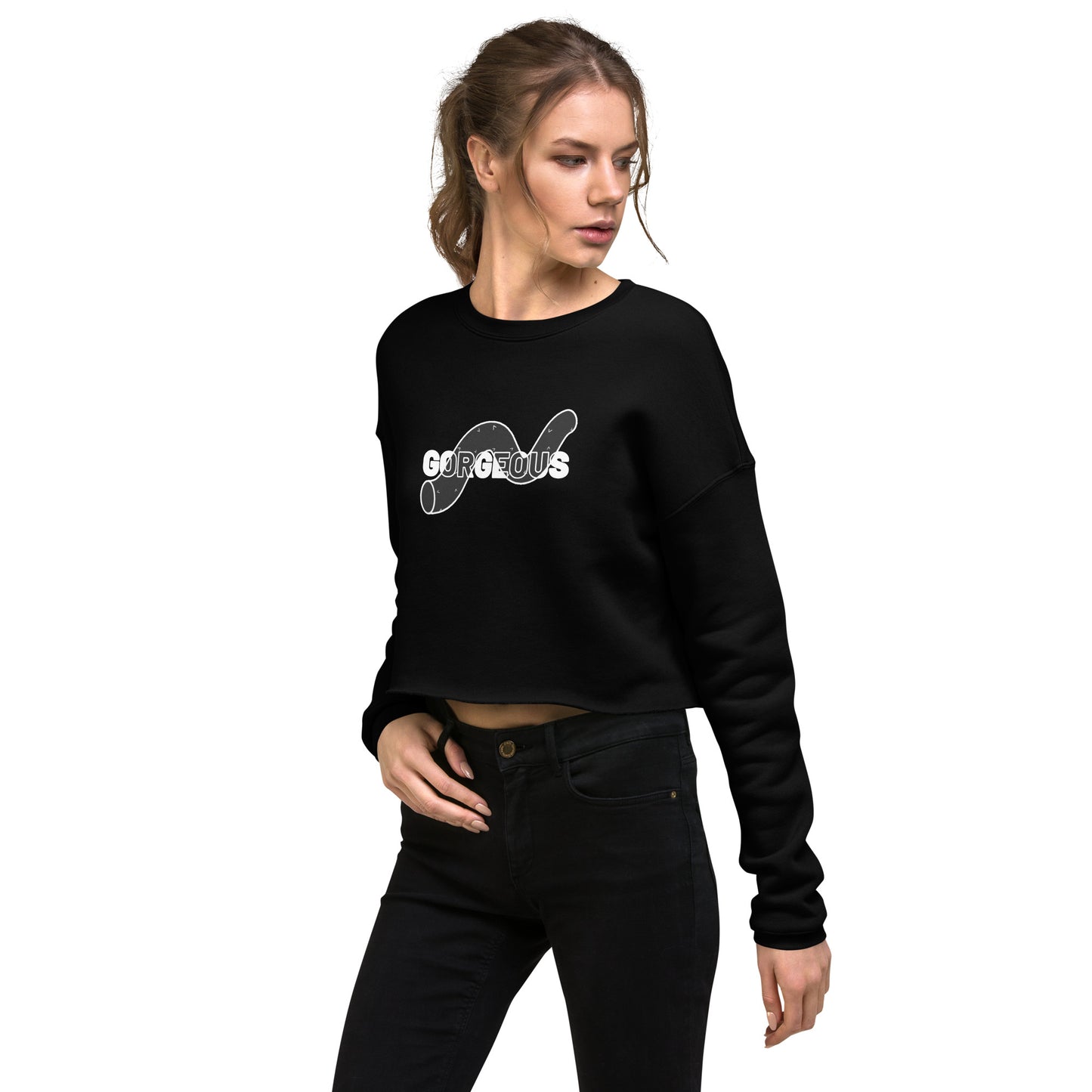 Gorgeous Opullent Allure Women's Crop Sweatshirt - Black - FLAKOUT