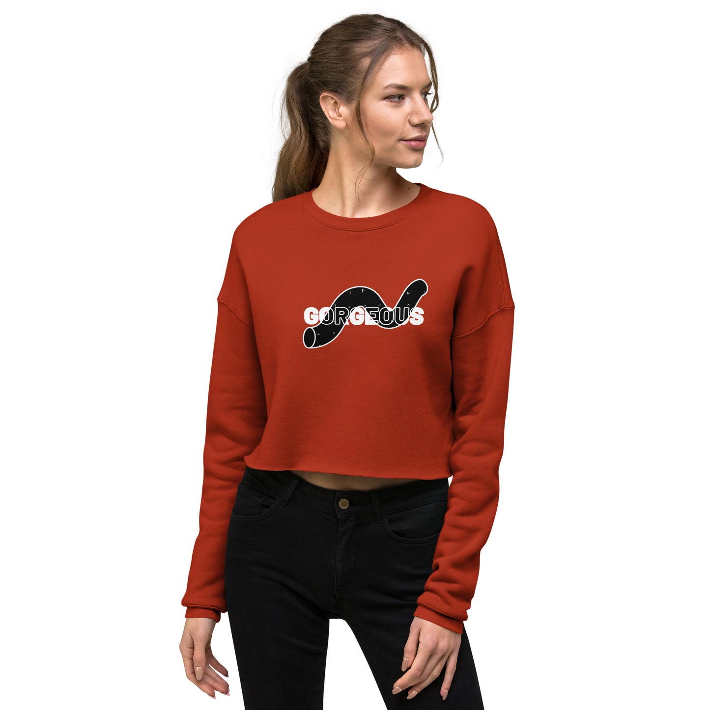 Gorgeous Opullent Allure Women's Crop Sweatshirt - Brick - FLAKOUT