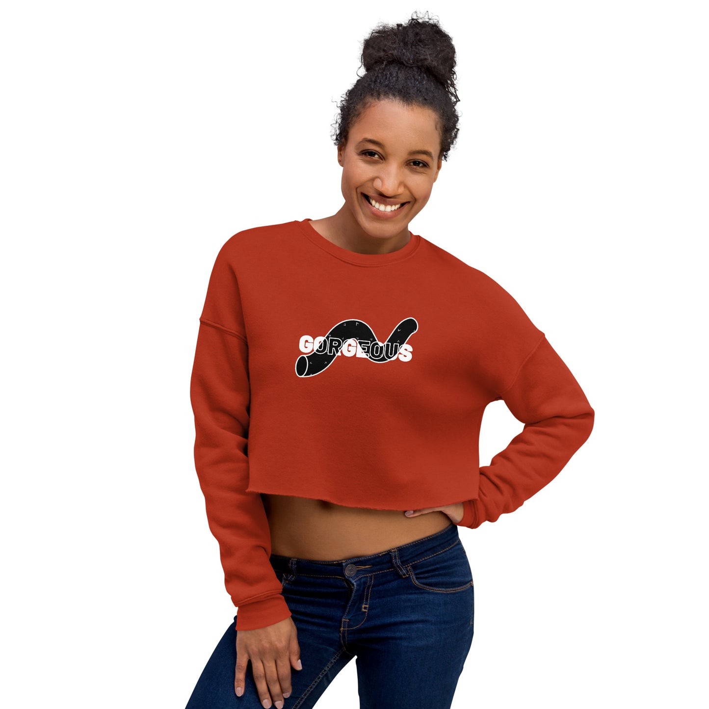 Gorgeous Opullent Allure Women's Crop Sweatshirt - Brick - FLAKOUT