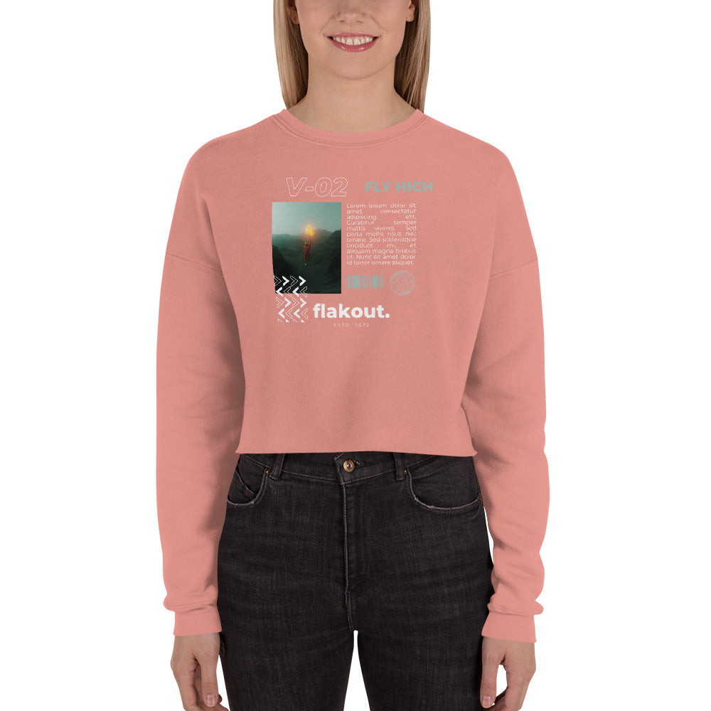 Fly High Voyager Women's Crop Sweatshirt - Mauve - FLAKOUT