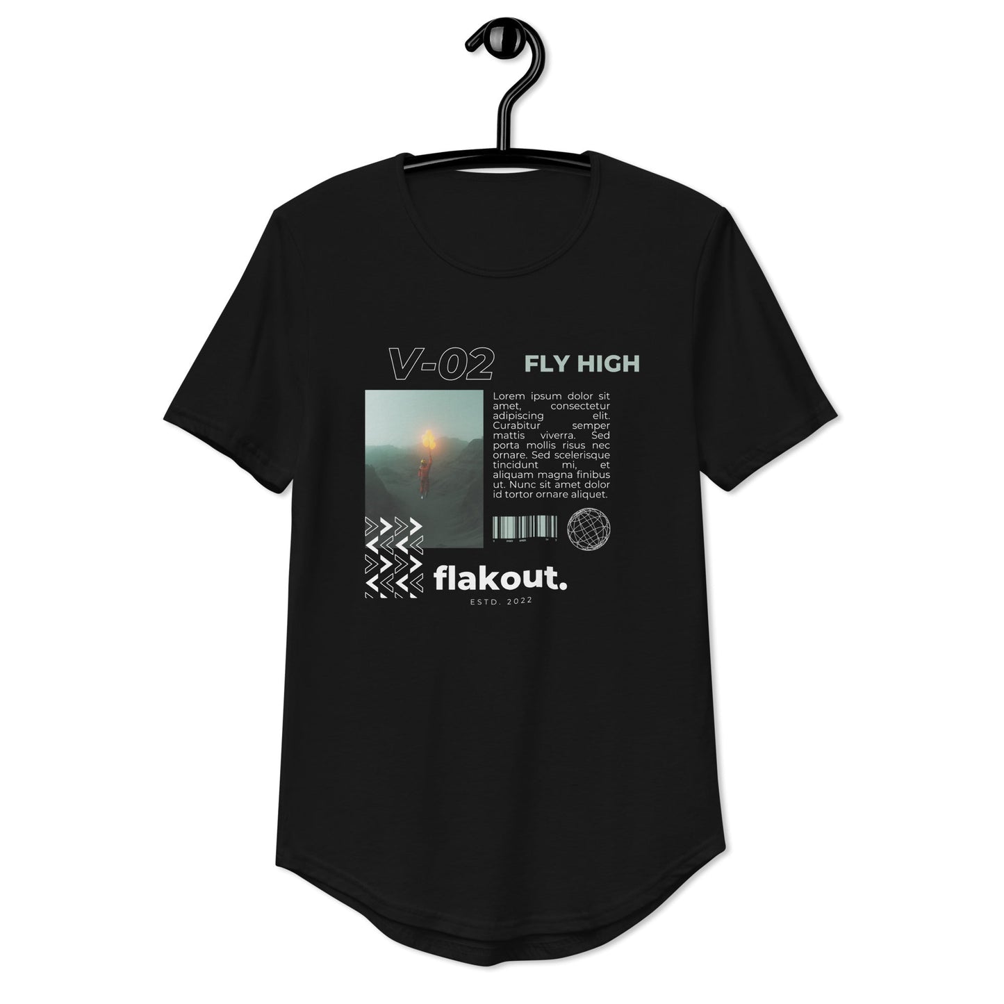 Fly High Voyager Men's Curved Hem T-Shirt - FLAKOUT