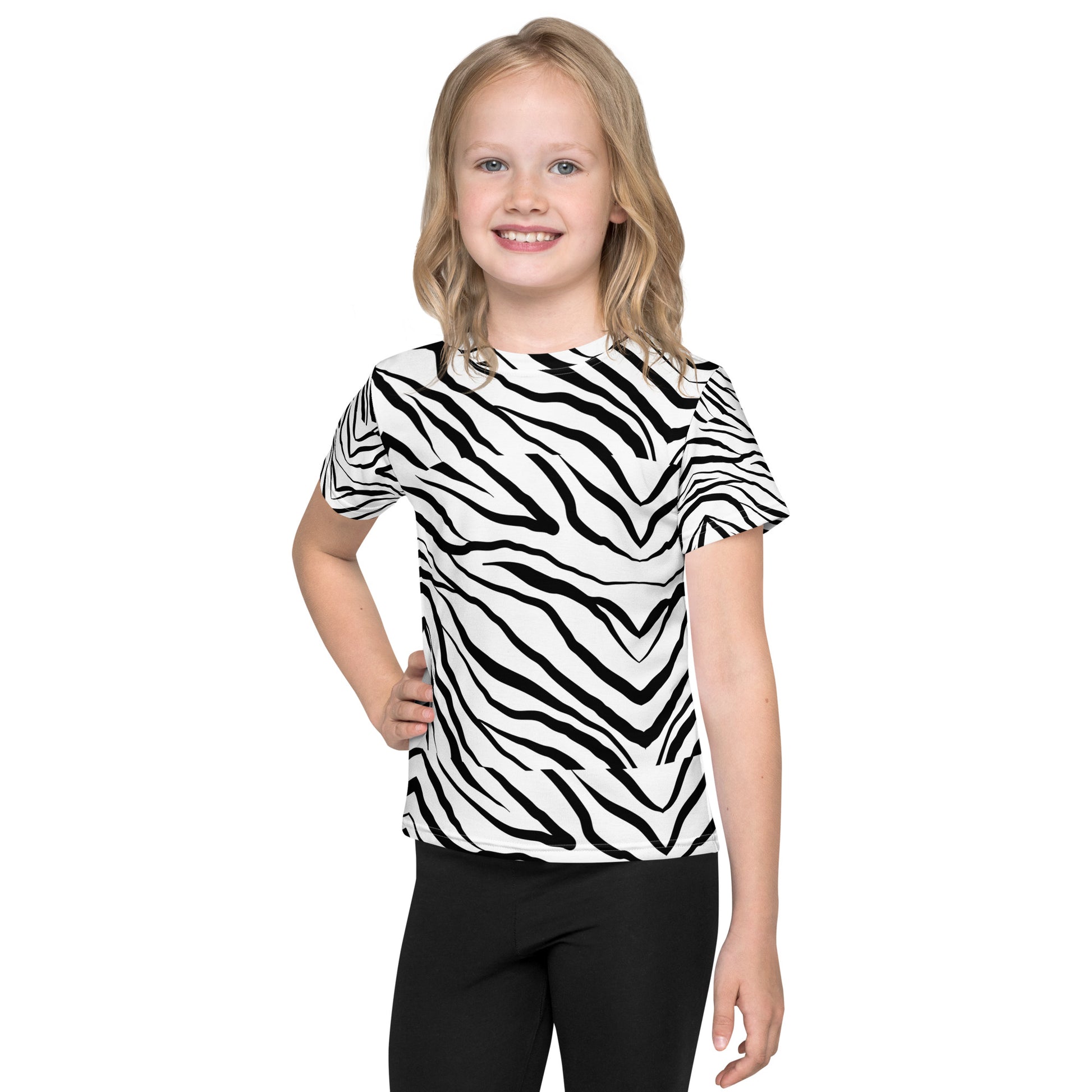 Striped Zebra Vibrance Kid's Crew Neck T-shirt - FLAKOUT