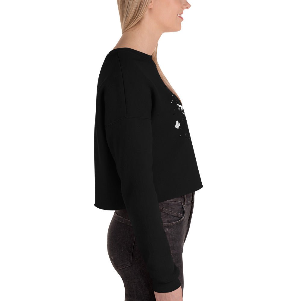 Astronaut Women's Crop Sweatshirt - Black - FLAKOUT