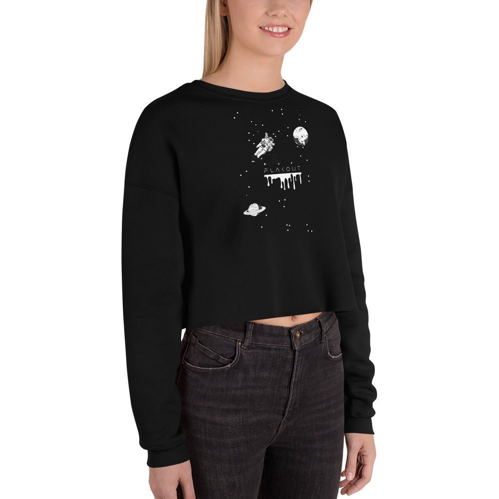 Astronaut Women's Crop Sweatshirt - Black - FLAKOUT